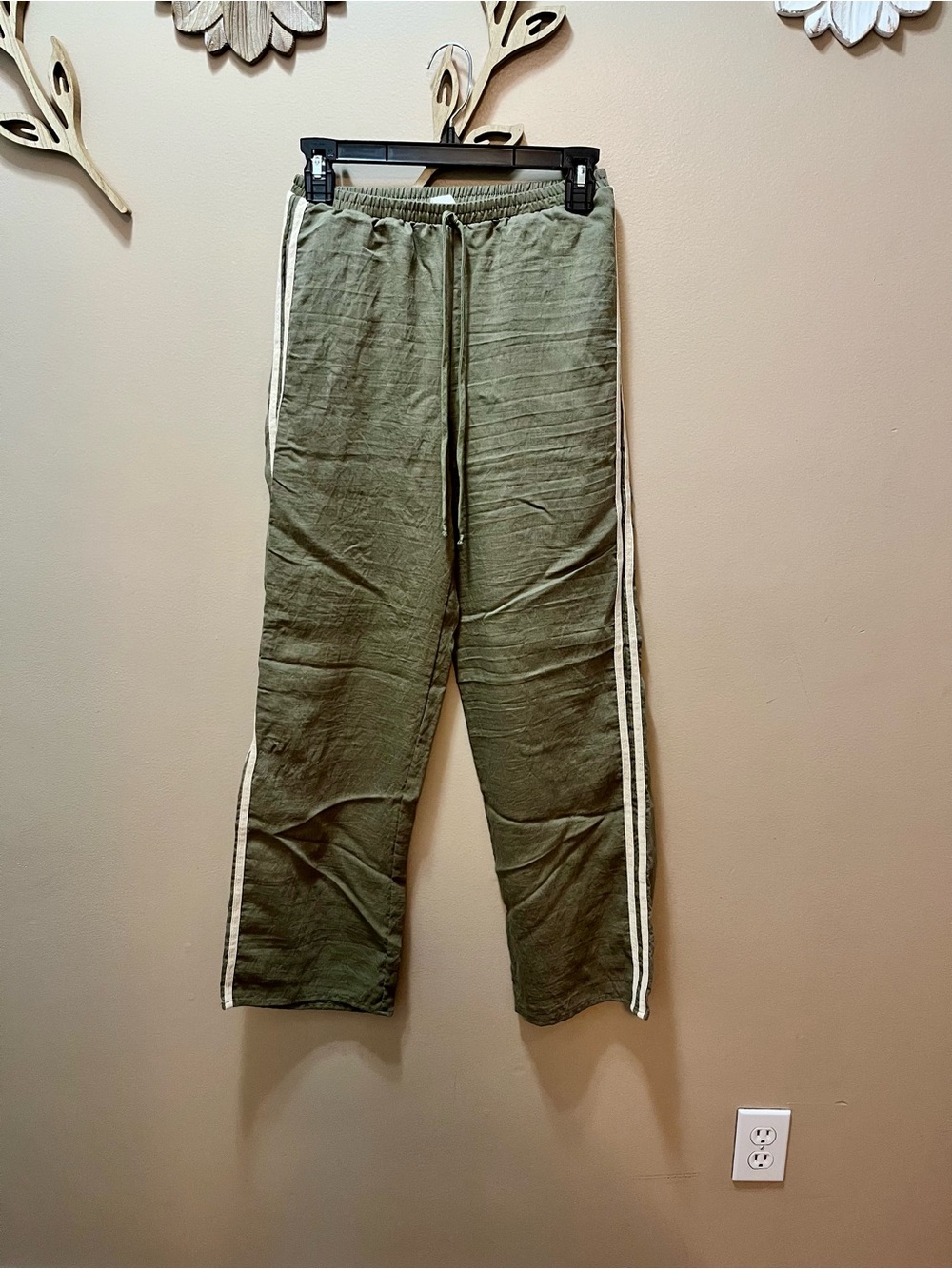 Sienna Sky Olive Green Track Pants with Side Stripes Size XS